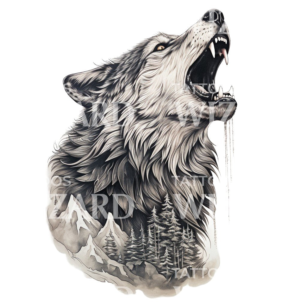 Howling Wolf Tattoo Design – Tattoos Wizard Designs