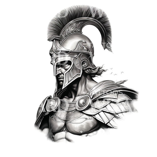 Büste eines römischen Kriegers Tattoo-Design