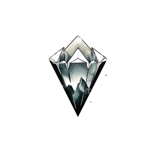 Geometrisches Tattoo-Design mit Diamant und Berg
