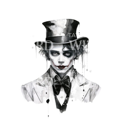 Creepy Clown Portrait Tattoo Design