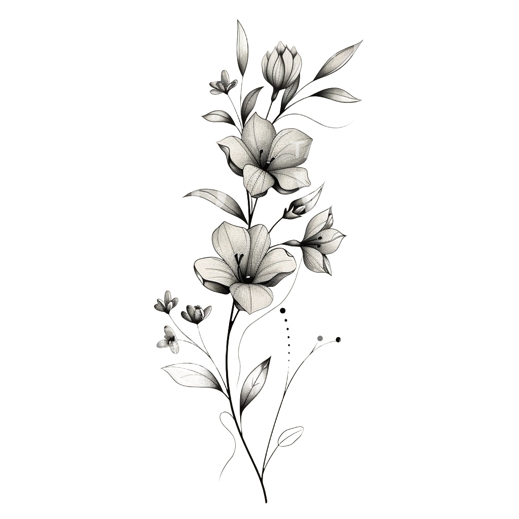 Conception de tatouage de printemps de fleurs sauvages raffinées