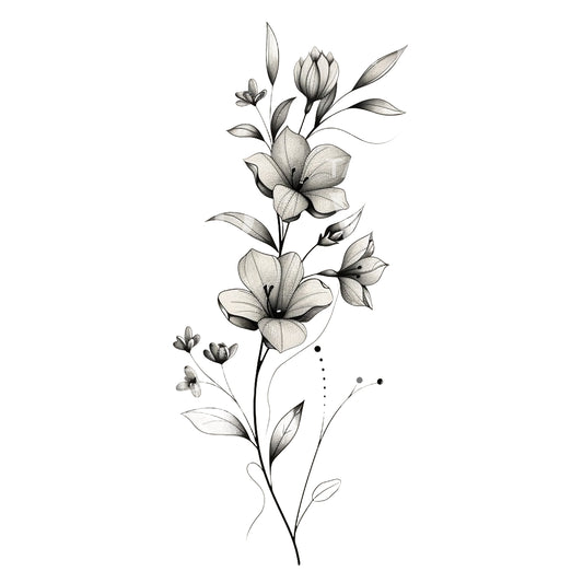 Raffiniertes Wildblumen Frühling Tattoo Design