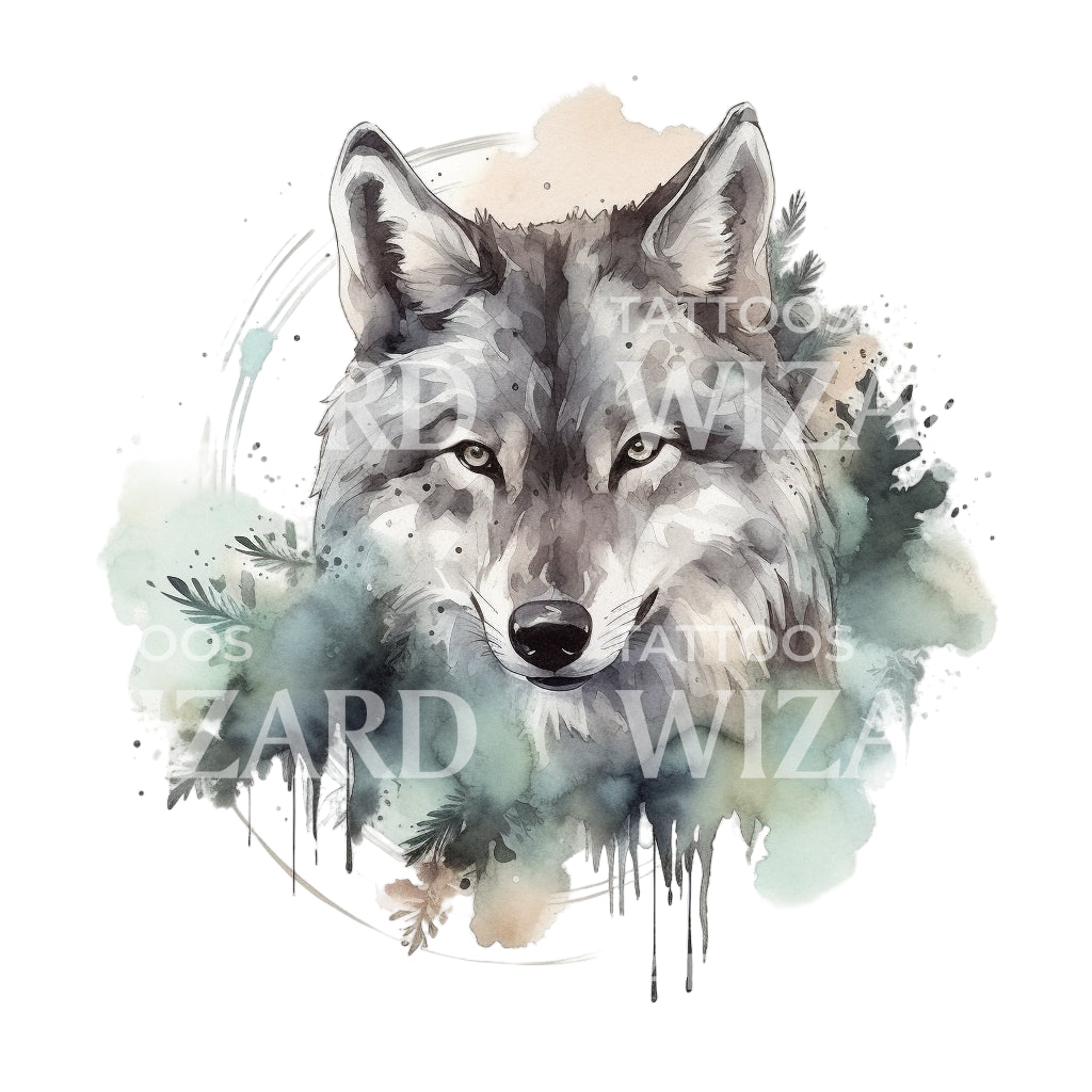 Aquarell Wolf Tattoo Design