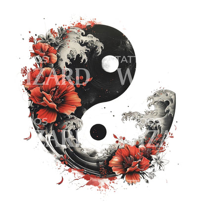Yin Yang Symbol Japanese Style Tattoo Design