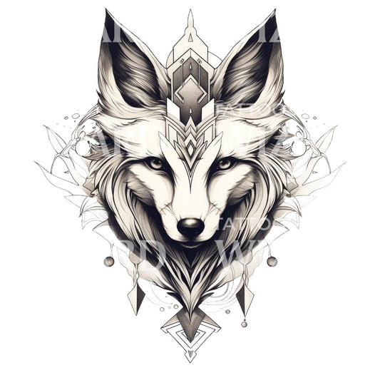 Black and Grey Fox Tattoo Design
