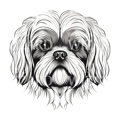 Shih Tzu Dog Head Tattoo Design