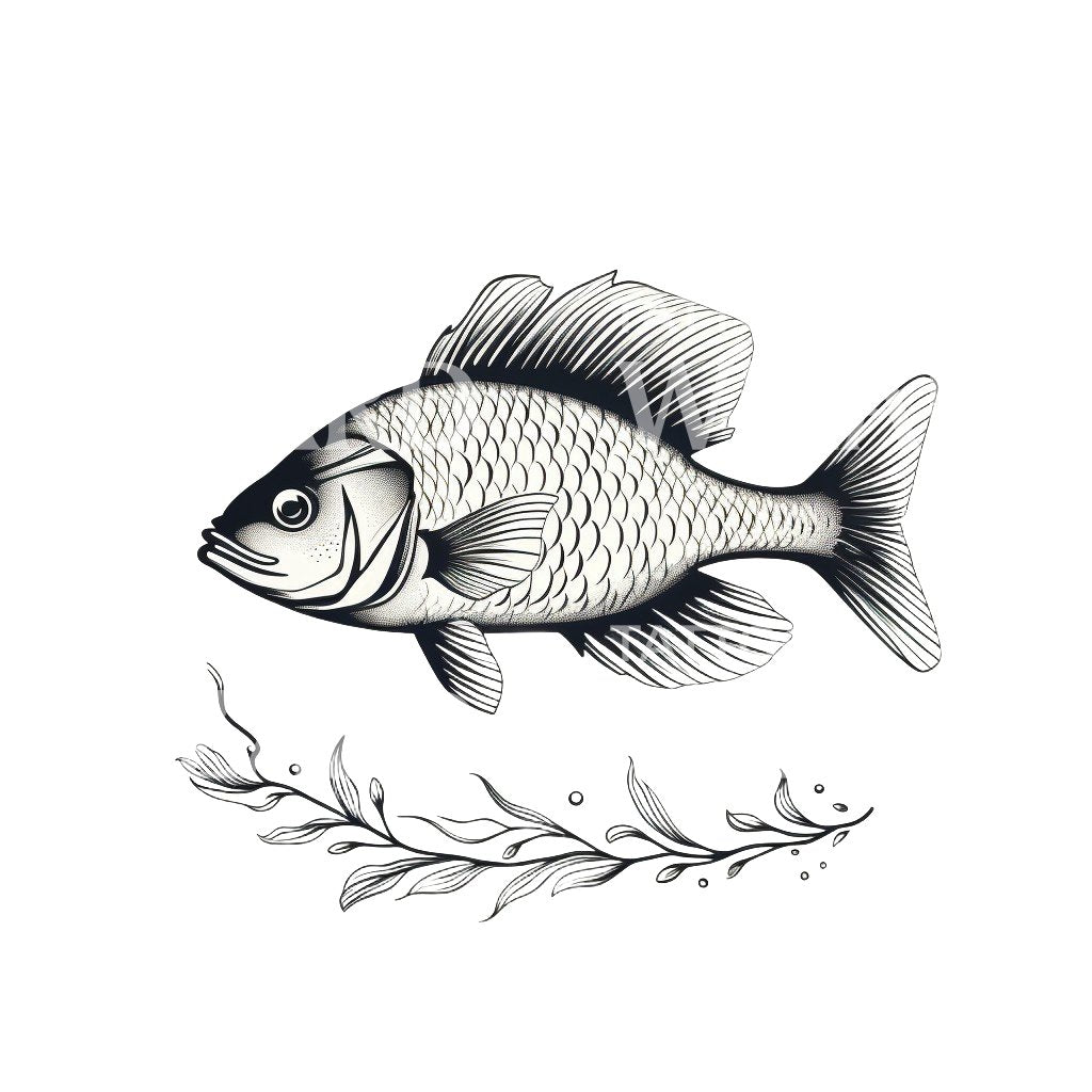 Vintage Fish Illustration Tattoo Design