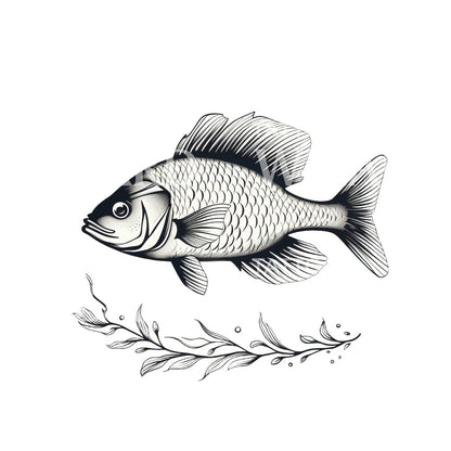 Vintage Fish Illustration Tattoo Design