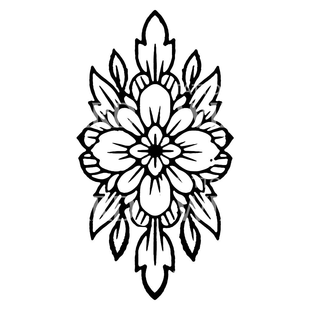 Conception de tatouage de mandala floral de contour