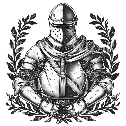 Medieval Knight Quote of Arms Tattoo Design