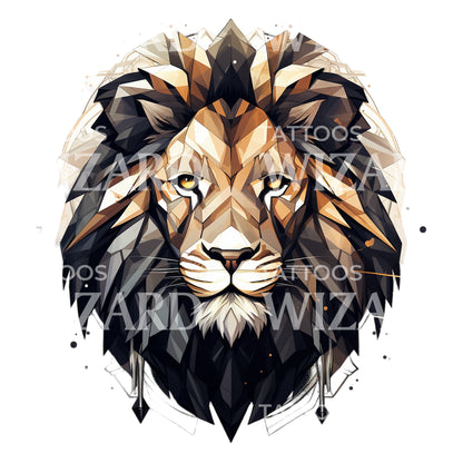 Neo Traditional Lion Head Tattoo Design