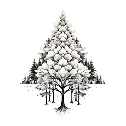Fractal Tree of Life Pine Tattoo Design