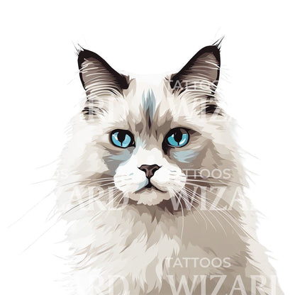 Ragdoll Cat Head Tattoo Design