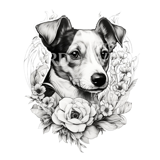 Conception de tatouage de portrait de Jack Russell Terrier