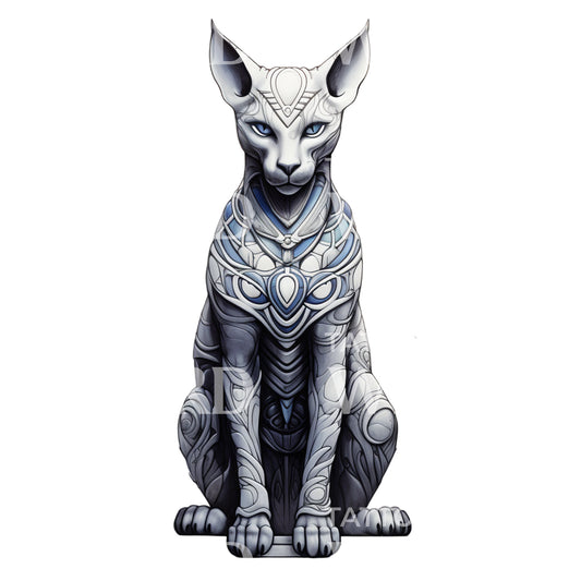 Egyptian Cat Statue Tattoo Design