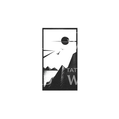 Stamp Landscape Minimalist Tattoo Design