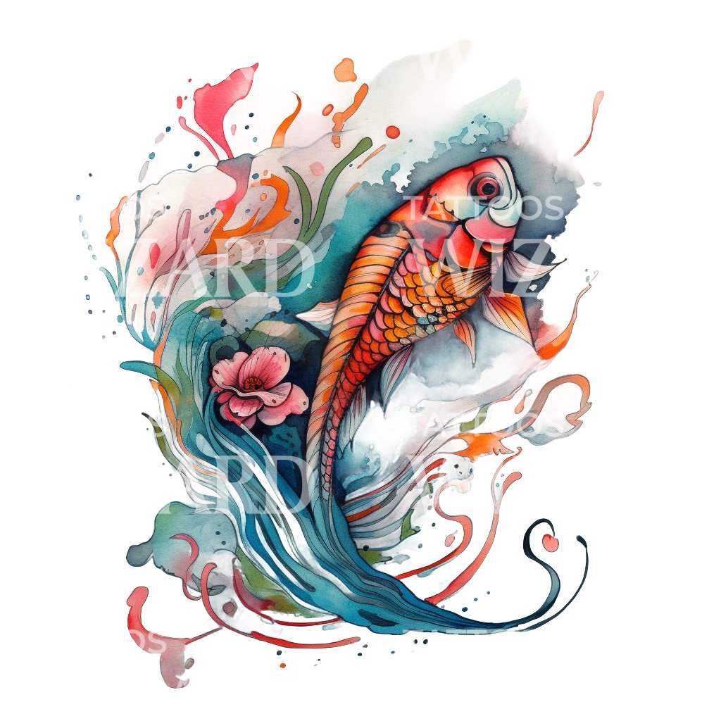 Watercolor Fish in Vibrant Colors Design – Tattoos Wizard Designs