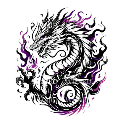 Dragon In The Peony Fire Tattoo Design