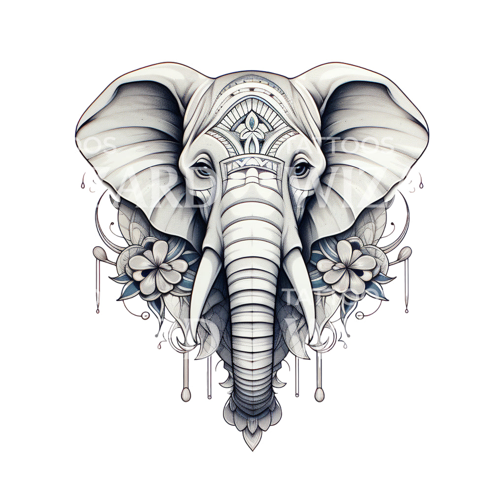 Conception de tatouage ornemental d’éléphant indien