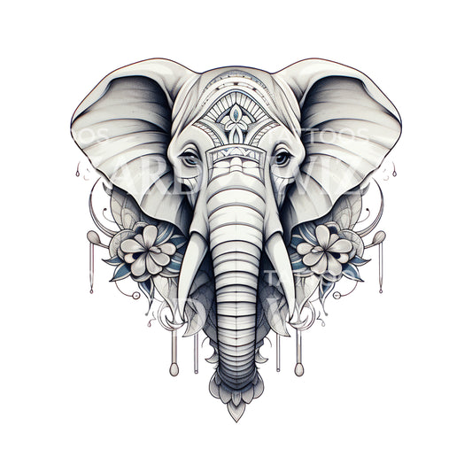 Conception de tatouage ornemental d’éléphant indien