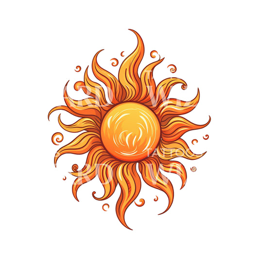 Niedliches wirbelndes Sonnen-Tattoo-Design