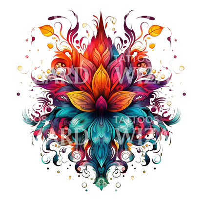 Psychedelic Flower Tattoo Design