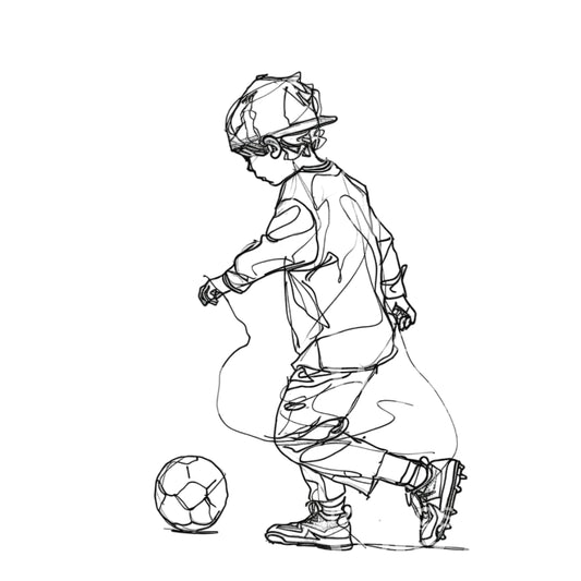 Kid Playing Football Tattoo Design