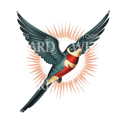 Swallow Old School Tattoo Design