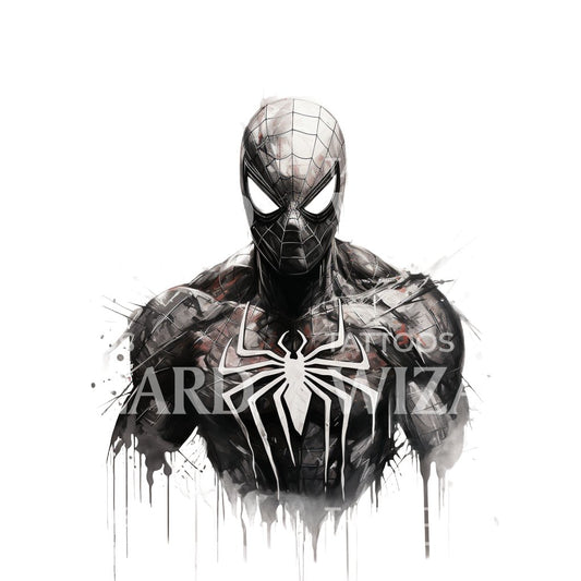Von schwarzem Spiderman inspiriertes Tattoo-Design