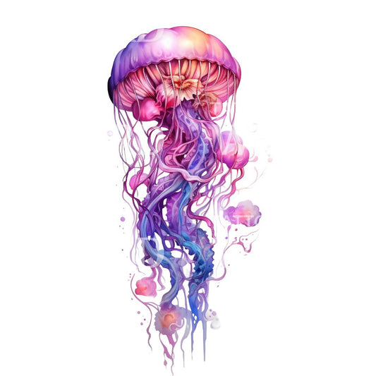 Conception de tatouage de méduse colorée aquarelle
