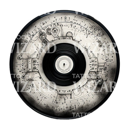 Steam Punk Vinyl Record Tattoo Design