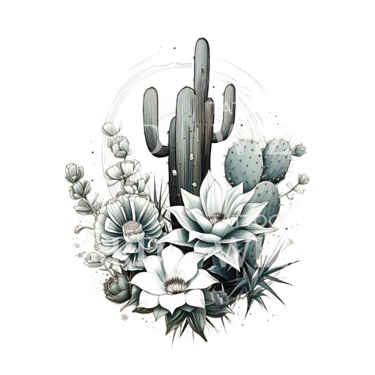 Neo Traditional Cactus Tattoo Design