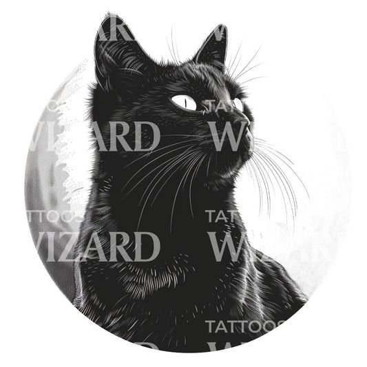 Black Cat Realistic Portrait Tattoo Design