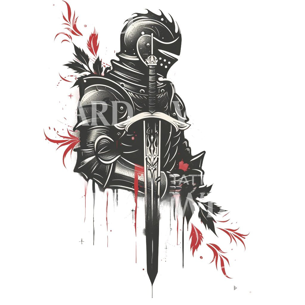 Medieval Armored Knight Tattoo Design