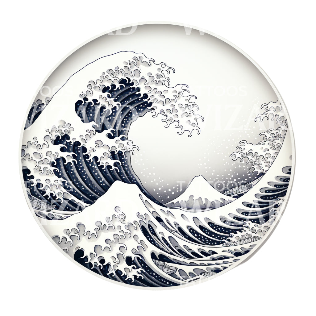Great Wave of Kanagawa Tattoo Design – Tattoos Wizard Designs