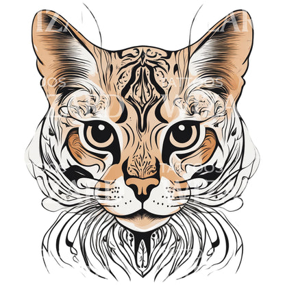 Bengal Cat Head Tattoo Design