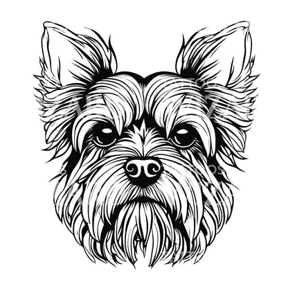 Yorkshire Terrier Dog Head Tattoo Design