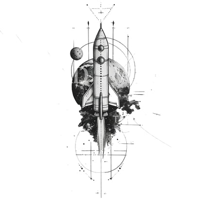 Space Travel Halfsleeve Tattoo Design