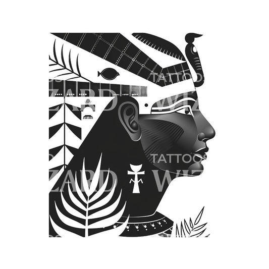 Egyptian Hieroglyph Portrait Tattoo Design
