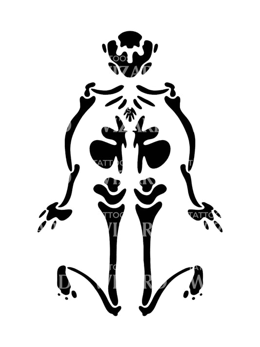 Singing Over the Bones Abstraktes Skelett Tattoo-Design