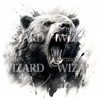 Fierce Bear Portrait Tattoo Design