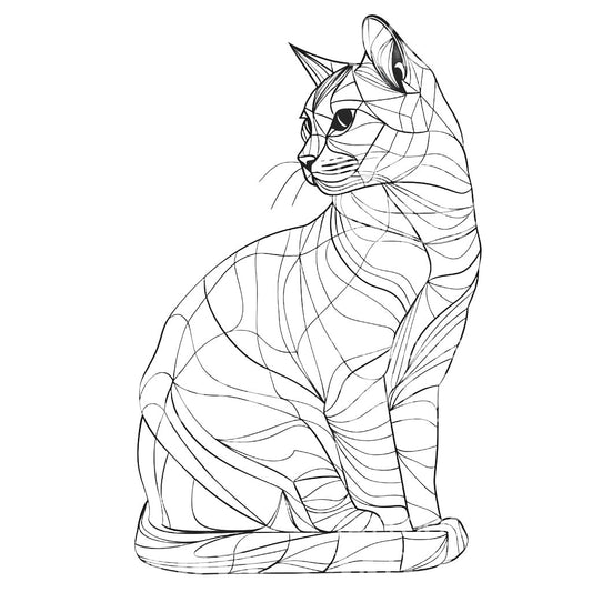 Conception de tatouage de chat minimaliste géométrique de contour