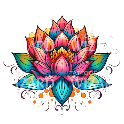 New School Lotus Flower Tattoo Design