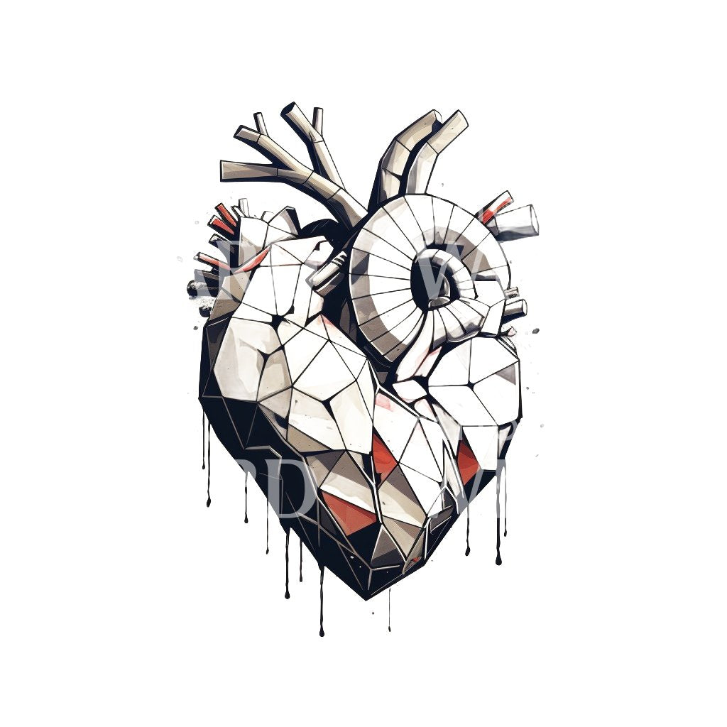 Geometric Heart Tattoo Design