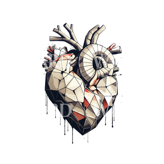 Geometrisches Herz Tattoo Design