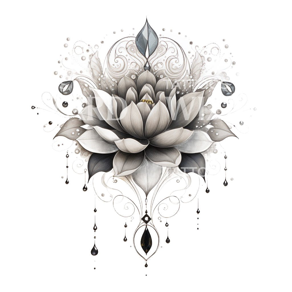 Ornamental Lotus Flower Tattoo Design