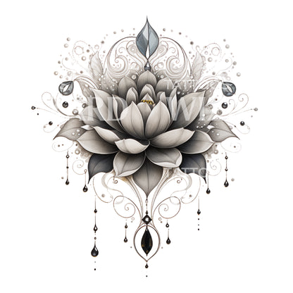 Ornamental Lotus Flower Tattoo Design