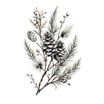 Pine Cone Branche Tattoo Design