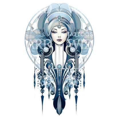 Neo Traditional Woman Talisman Tattoo
