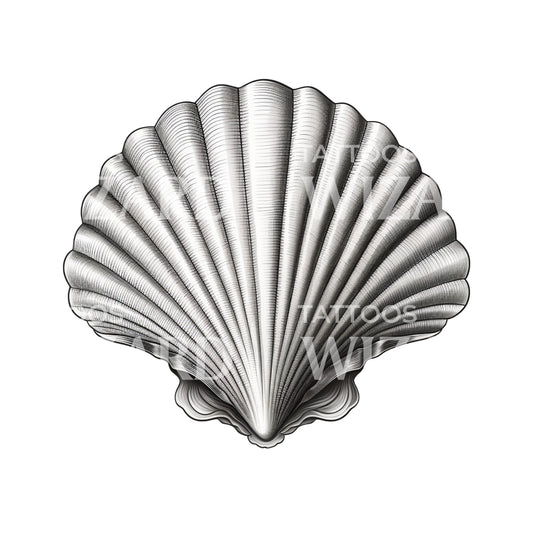Black and Grey Simple Seashell Tattoo Design